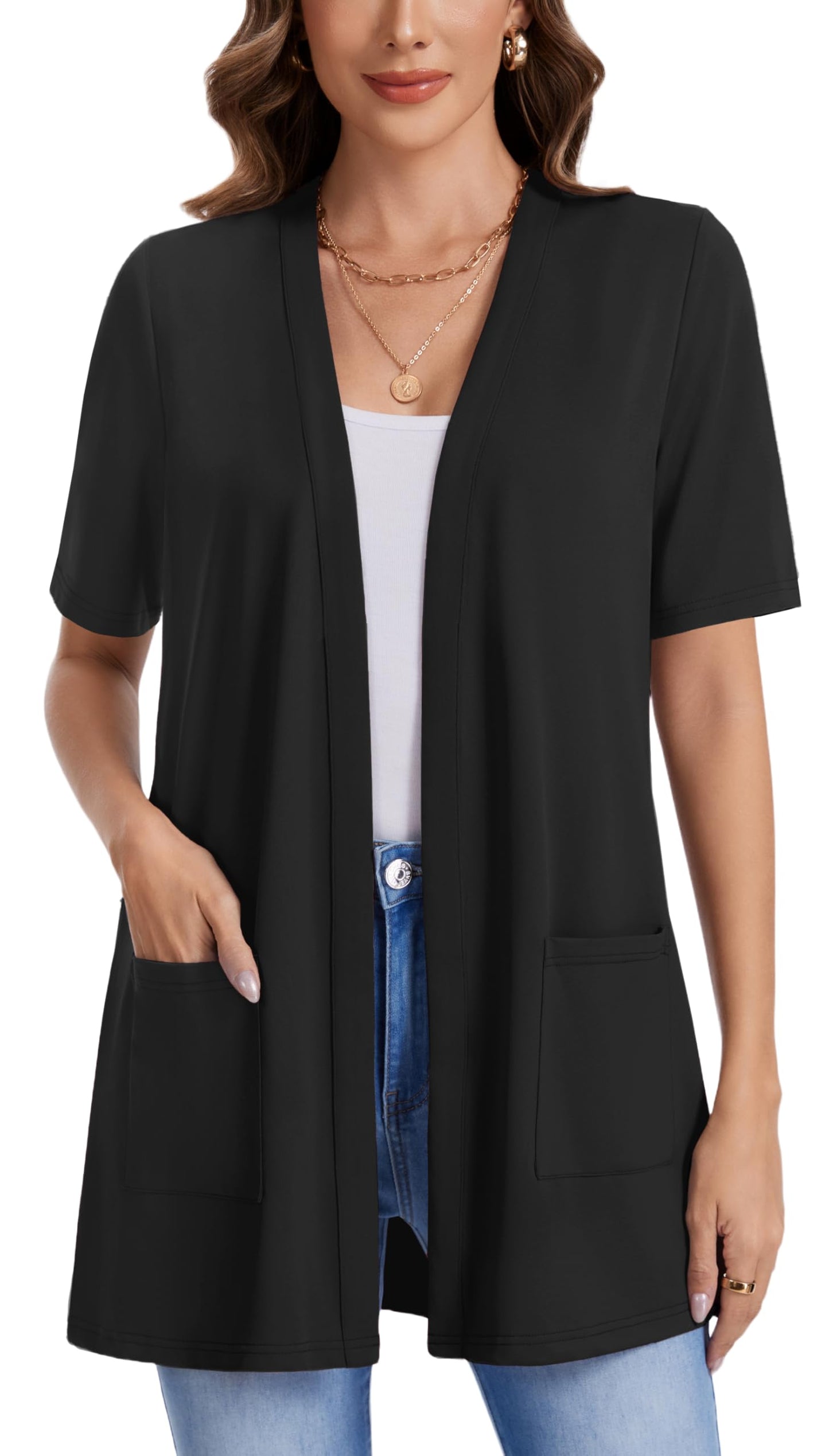 WEACZZY Womens Casual Lightweight Cardigan Open Front Sleeveless Cardigans Open Front Loose Fit Vest with Pockets 2026