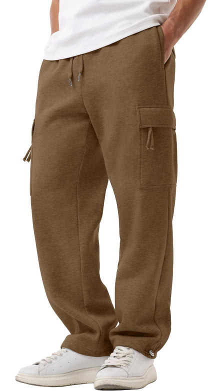 Sailwind Men's Fleece Cargo Sweatpants Casual Loose Fit Heavyweight Pants with Pockets