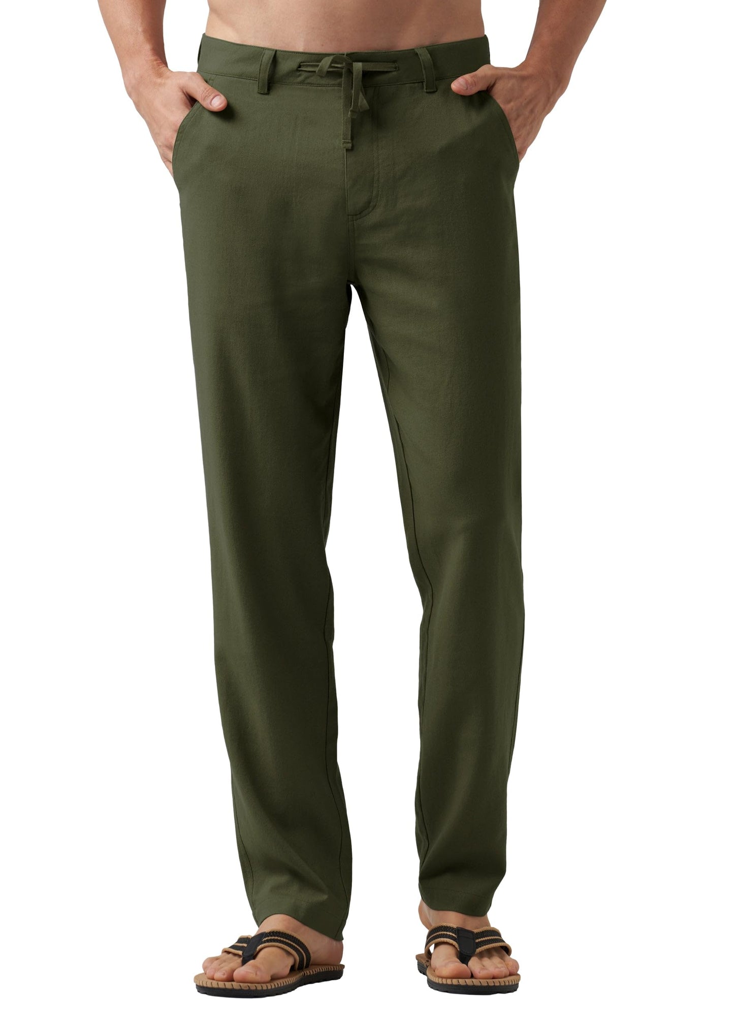 Willit Men's Linen Pants Casual Linen Dress Pants Drawstring Beach Summer Lightweight Trousers 29" 30" 32"