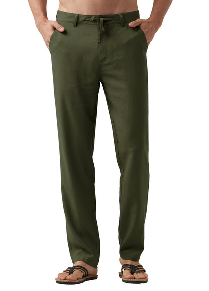 Willit Men's Linen Pants Casual Linen Dress Pants Drawstring Beach Summer Lightweight Trousers 29" 30" 32"