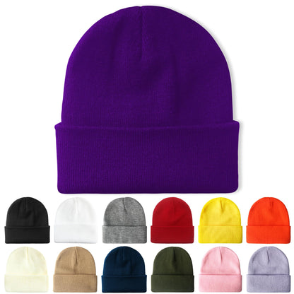 PFFY Beanie for Men Women Unisex Knit Cuffed Plain Winter Beanies Hats Skull Cap