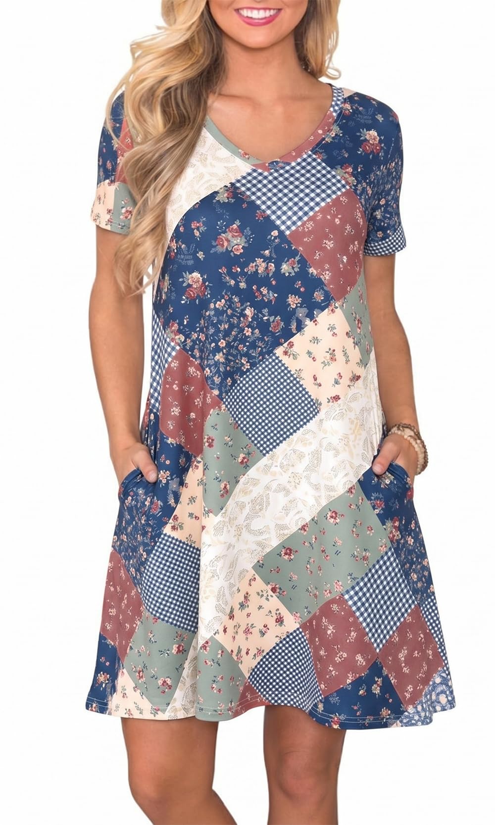 lionstill Women's Casual T Shirt Dress Summer Short Sleeve Swing Dresses with Pockets