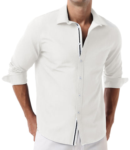 Sailwind Men's Casual Button Down Long Sleeve Shirt Untucked Business Dress Shirts