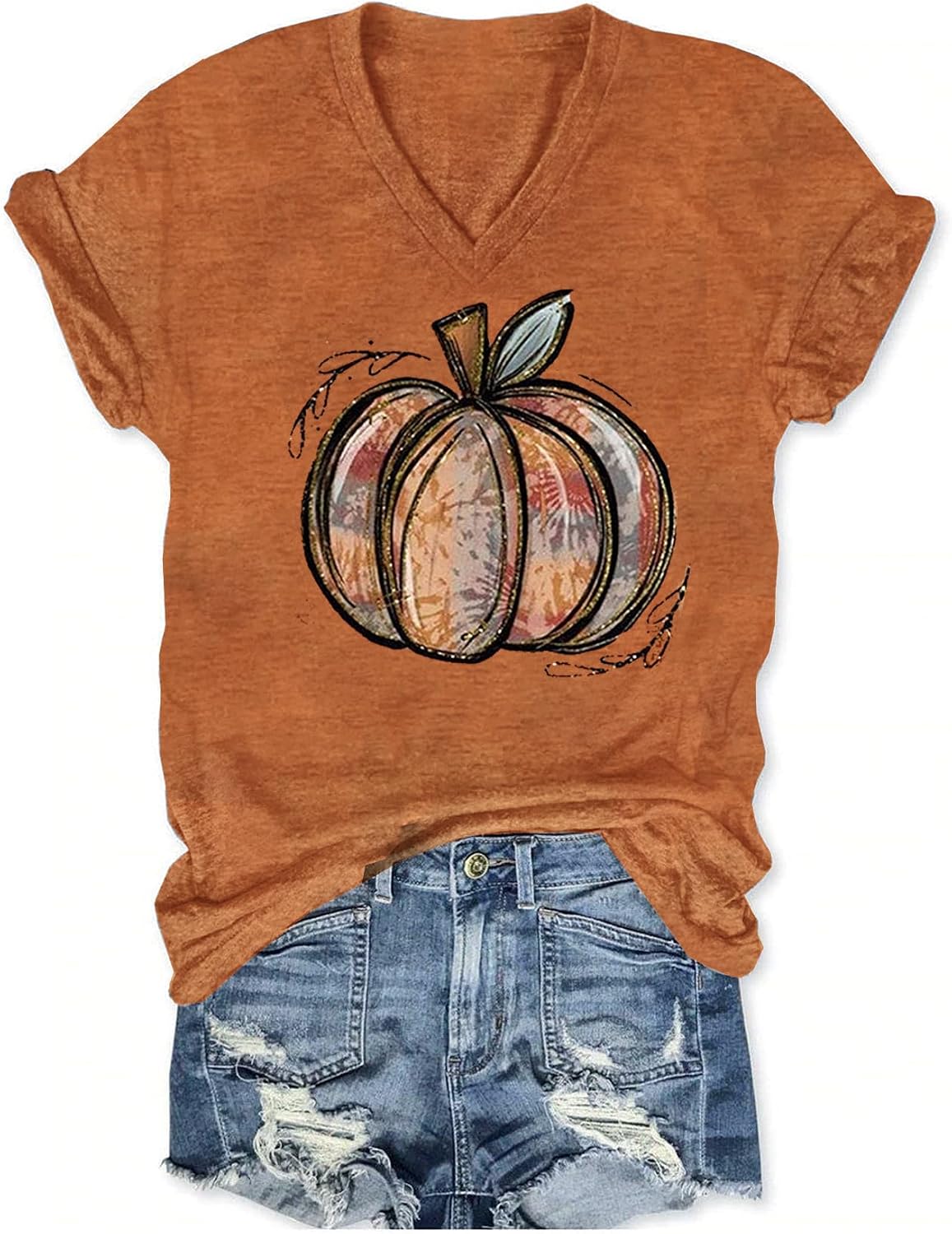 Women's T-Shirts V-Neck Dragonfly Tee Cute Summer Graphic Shirts Vintage Boho Flowers Short Sleeve T Shirt