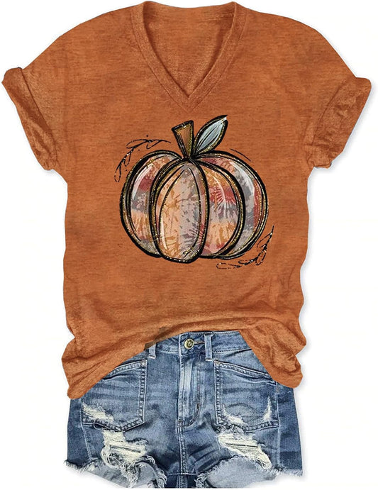 Women's T-Shirts V-Neck Dragonfly Tee Cute Summer Graphic Shirts Vintage Boho Flowers Short Sleeve T Shirt