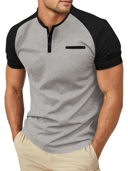 Sailwind Men's Cotton Henley Short Sleeve Casual T-Shirts with Pocket