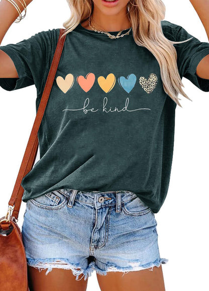 YEXIPO Womens Graphic Tees Short Sleeve Summer Tops Funny Letter Print Crew Neck Casual Loose Cute T Shirts