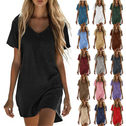 Summer Dresses for Women 2026 Linen Tshirt Dress Casual Beach Vacation Outfits Cotton Boho Short Sleeve Sundresses