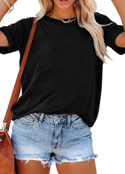 YEXIPO Womens Graphic Tees Short Sleeve Summer Tops Funny Letter Print Crew Neck Casual Loose Cute T Shirts