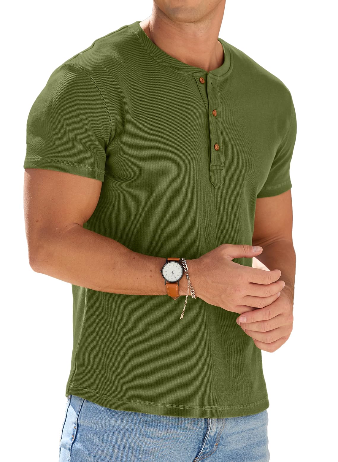 Sailwind Mens Muscle Slim Henley Shirts Short Sleeve Athletic T-Shirts Cotton Summer Button Tees