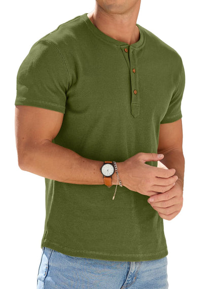Sailwind Mens Muscle Slim Henley Shirts Short Sleeve Athletic T-Shirts Cotton Summer Button Tees