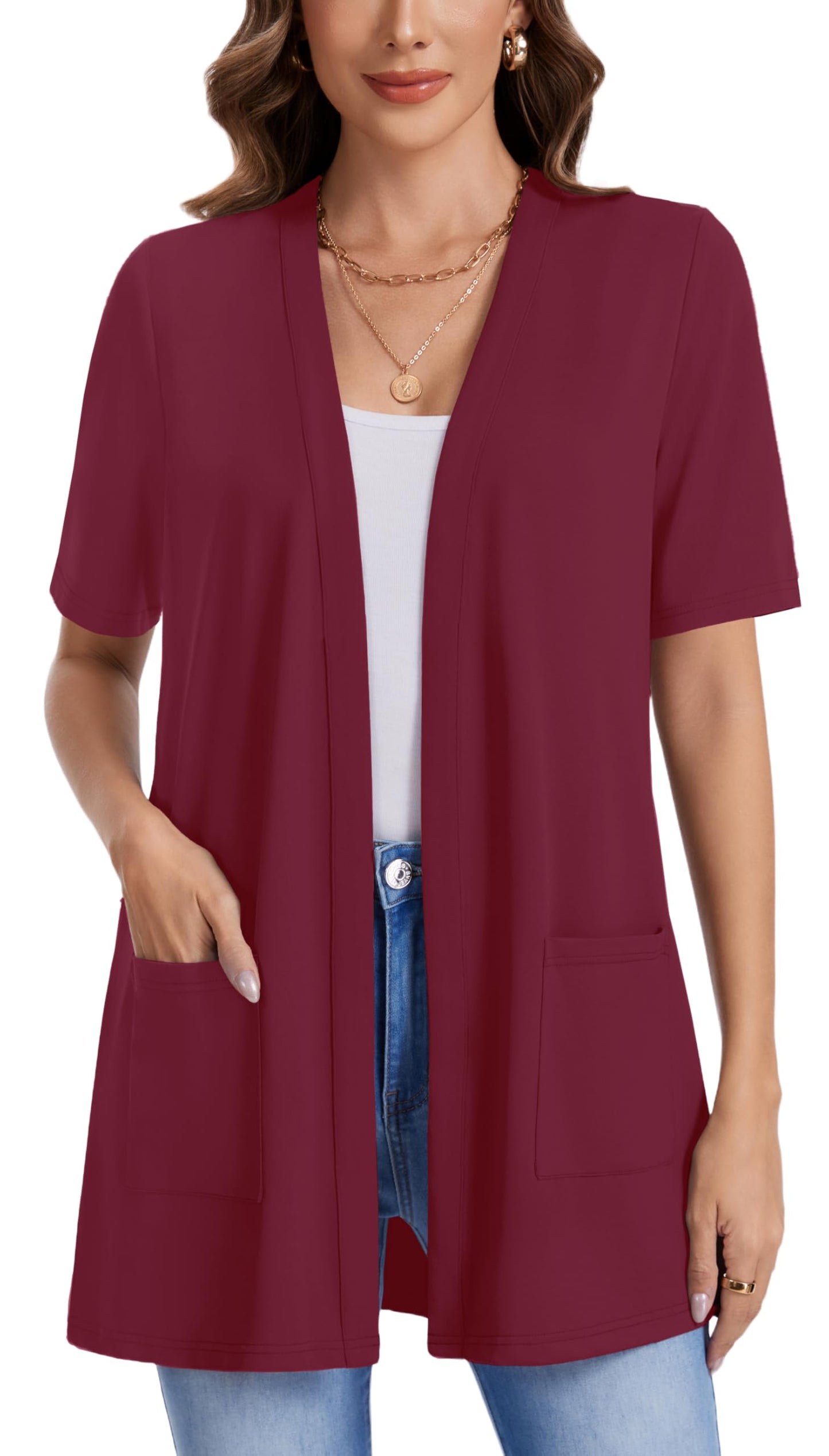 WEACZZY Womens Casual Lightweight Cardigan Open Front Sleeveless Cardigans Open Front Loose Fit Vest with Pockets 2026