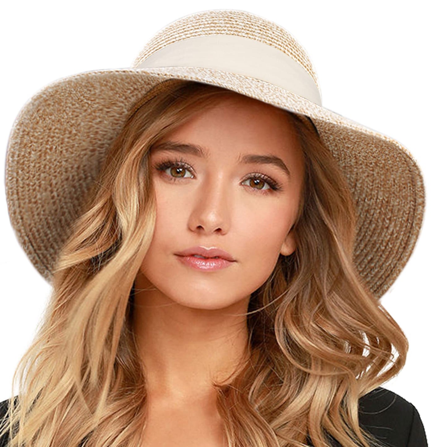 FURTALK Womens Beach Sun Straw Hat UV Protection Travel Packable Foldable Brim Summer UV Hat