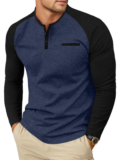 Sailwind Mens Cotton Henley Shirts Long Sleeve Casual T-Shirts Lightweight Button Pullover Shirts with Pocket