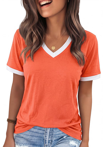 YEXIPO Womens T Shirts Graphic Tees Spring Short Sleeve V Neck Funny Letter Print Casual Loose Cute Summer Tops