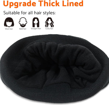 PFFY Beanie for Men Women Unisex Knit Cuffed Plain Winter Thick Lined Beanies Hats