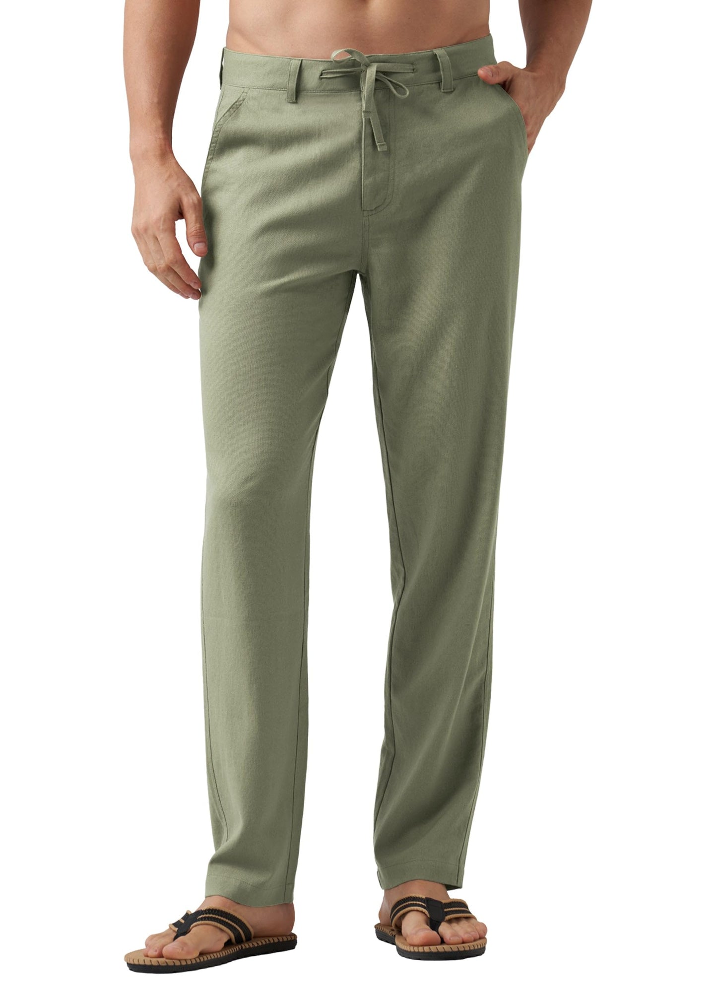 Willit Men's Linen Pants Casual Linen Dress Pants Drawstring Beach Summer Lightweight Trousers 29" 30" 32"