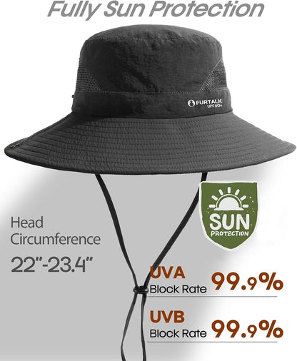 FURTALK Mens Bucket Sun Hat UPF 80+ Wide Brim Hiking Fishing Beach Outdoor Hats