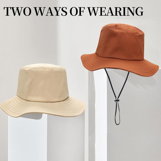 PFFY Bucket Hat for Women Men Lightweight Sun Beach Fishing Cap with Detachable Chin Strap Khaki（with Chin Strap）