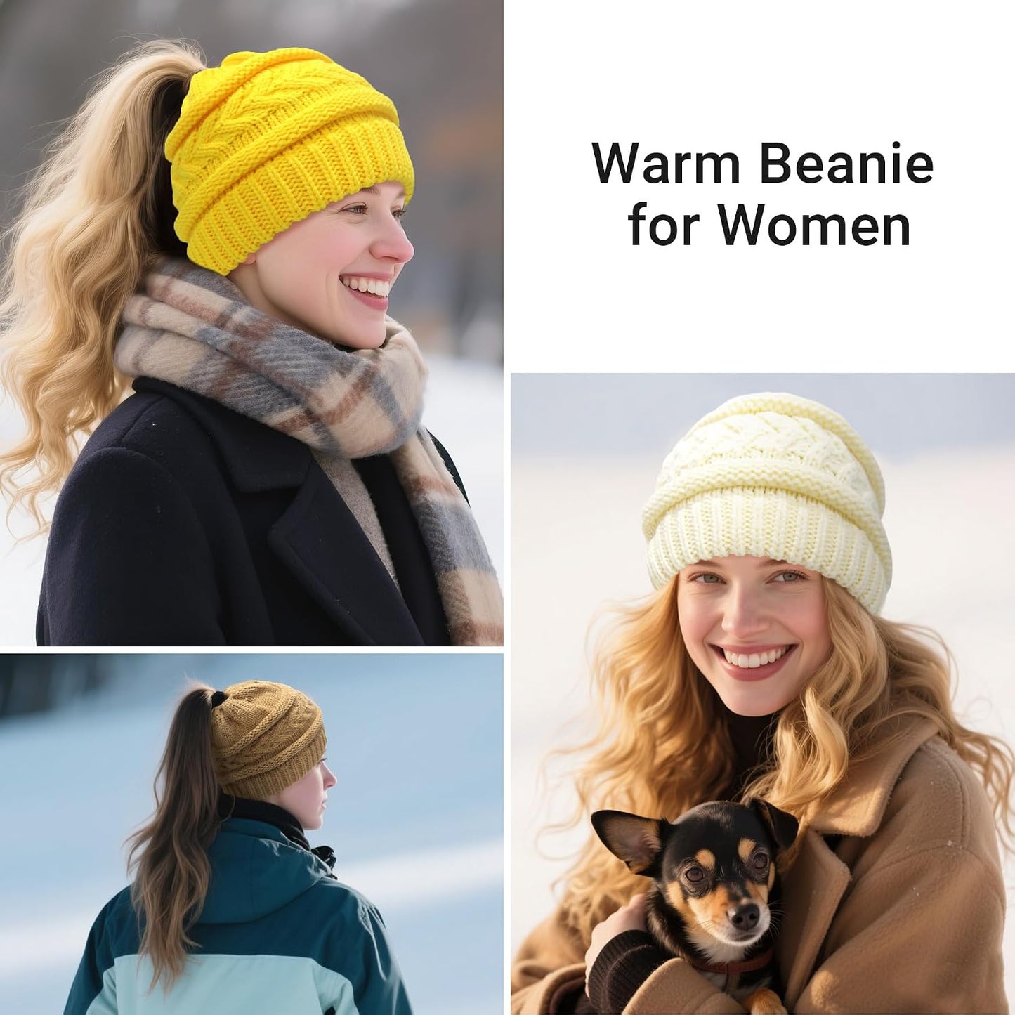 PFFY Beanie Hat for Women Winter Warm Knit Beanies Hats Skull Cap