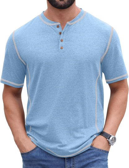 Sailwind Mens Henley Shirts Casual Lightweight Summer T-Shirt Cotton Maverick Short Sleeve