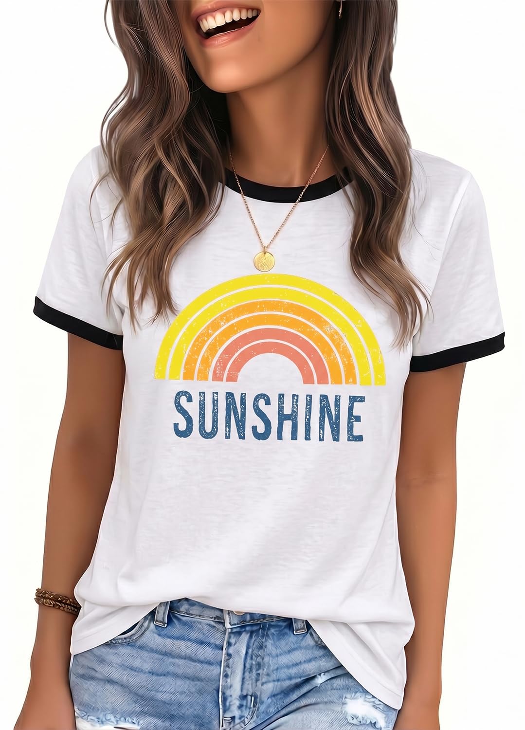 YEXIPO Graphic Tees for Women Short Sleeve Summer Tops Funny Letter Printed Loose Casual T Shirts