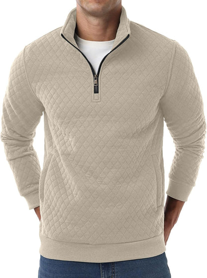 Sailwind Mens Quarter Zip Sweatshirt Long Sleeve Quilted Pullover Casual Mock Neck Polo Sweater
