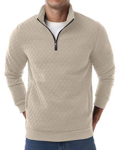 Sailwind Mens Quarter Zip Sweatshirt Long Sleeve Quilted Pullover Casual Mock Neck Polo Sweater