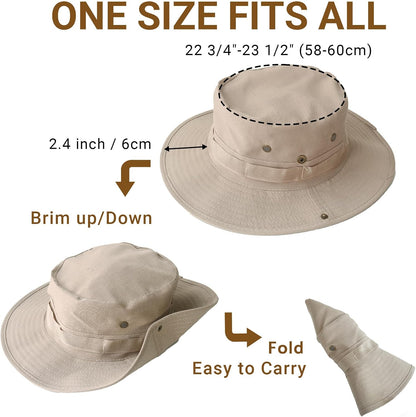 PFFY Sun Boonie Hats for Men UPF 50+ Bucket Hat for Fishing Hiking Safari Hunting