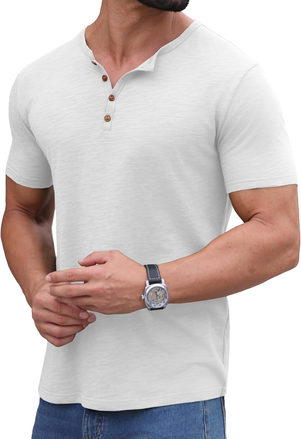 Sailwind Mens Henley Shirts Casual Cotton Button T-Shirts Lightweight Short Sleeve Summer Basic Tee
