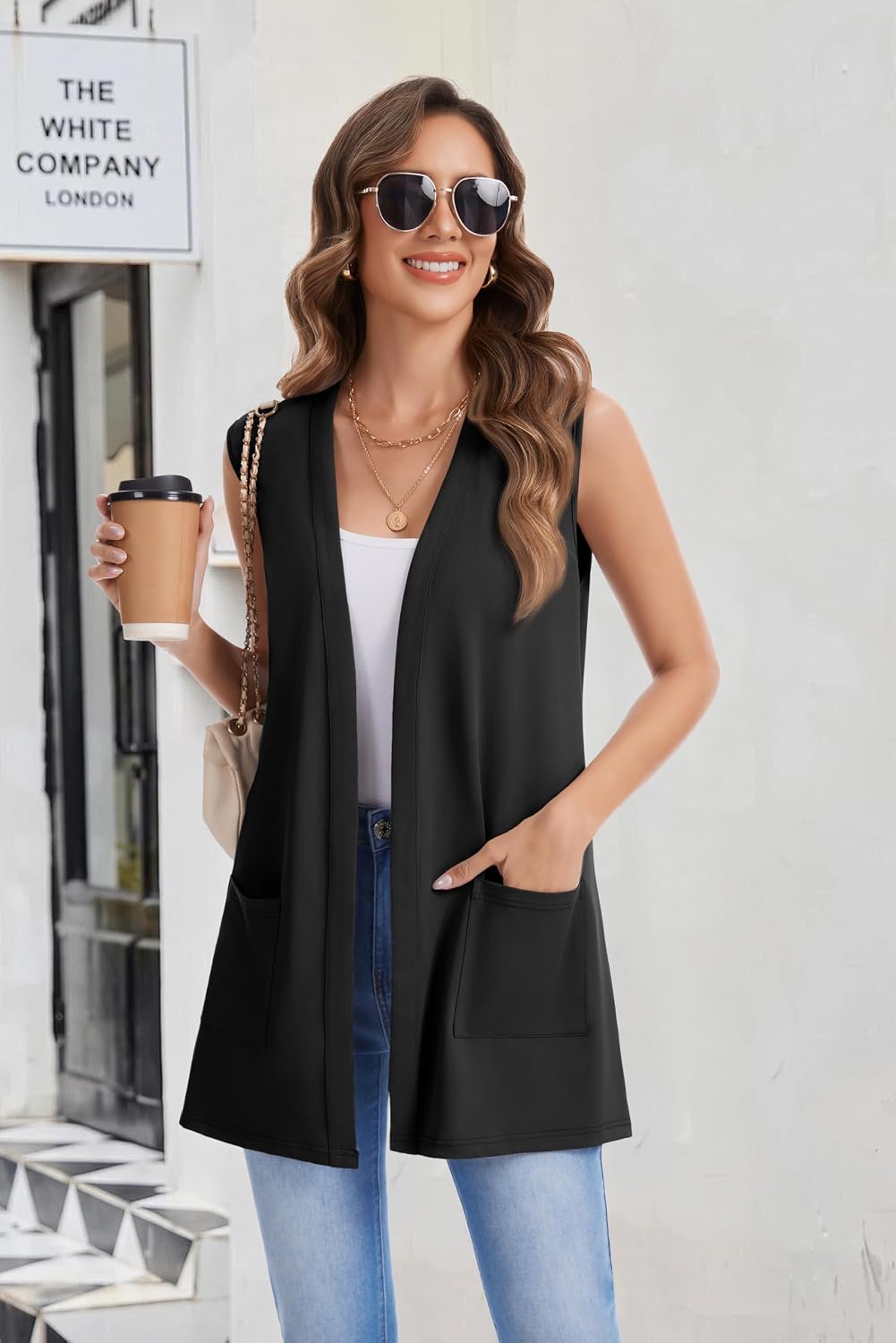 WEACZZY Womens Casual Lightweight Cardigan Open Front Sleeveless Cardigans Open Front Loose Fit Vest with Pockets 2026