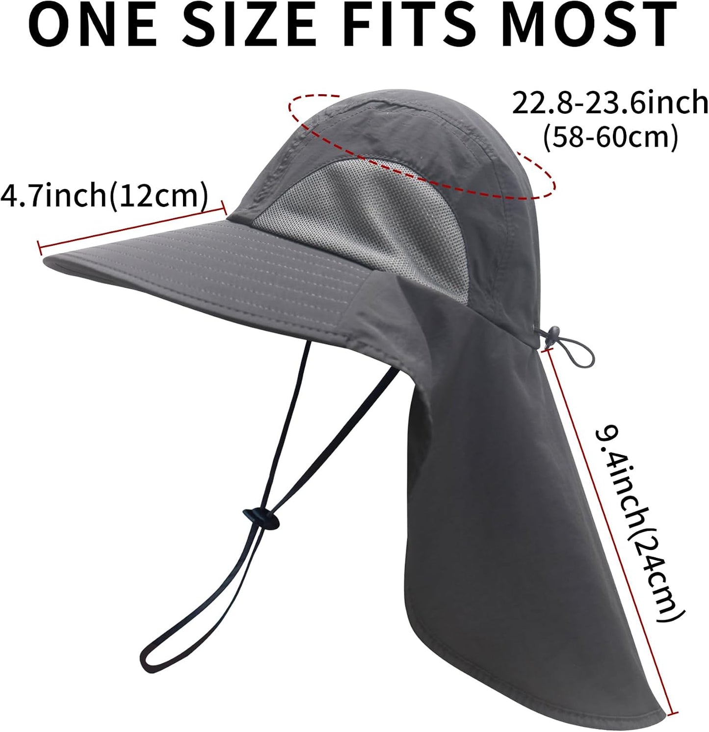 PFFY Sun Bucket Hats for Men Women UV Protection Wide Brim Hiking Fishing Garden Beach Sun Hat with Neck Flap