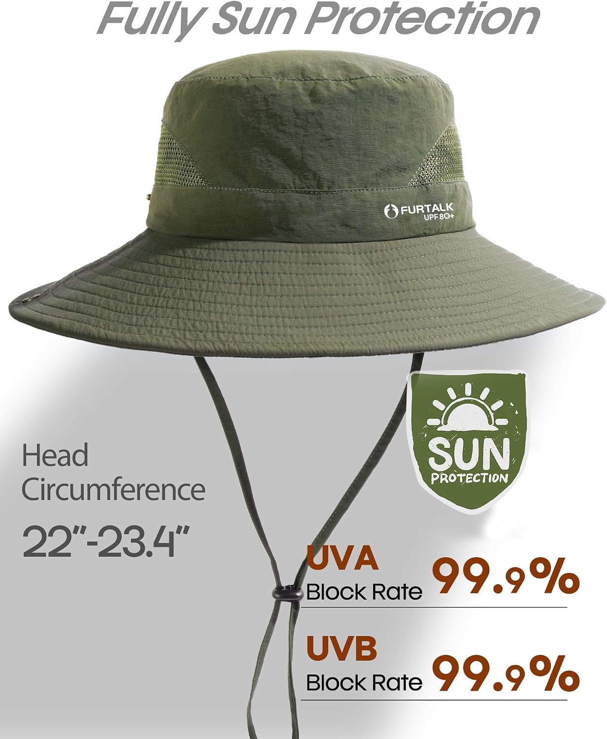 FURTALK Mens Bucket Sun Hat UPF 80+ Wide Brim Hiking Fishing Beach Outdoor Hats