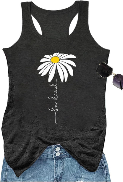 YEXIPO Womens Graphic Tank Tops Racerback Summer Tops Casual Loose Workout Tanks Beach Vacation Sleeveless Shirt Tank Top