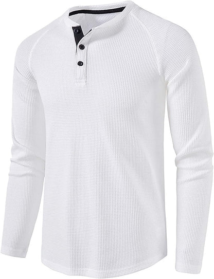 sandbank Men's Henley Casual T-Shirts Fashion Long Sleeve Shirt Lightweight Button T-Shirts