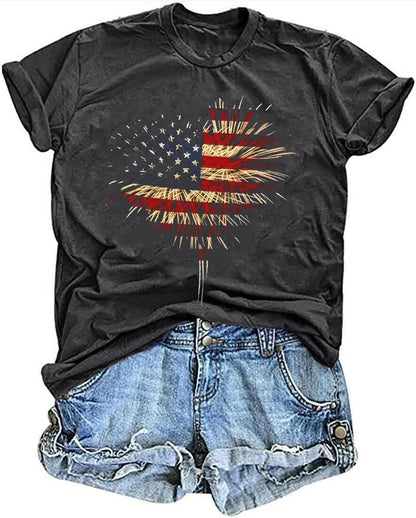 Women's Vintage Floral T Shirt Boho Wildflower Graphic Loose Tees Short Sleeve Casual Tops
