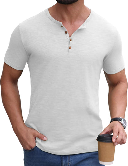 Sailwind Mens Henley Shirts Casual Cotton Button T-Shirts Lightweight Short Sleeve Summer Basic Tee