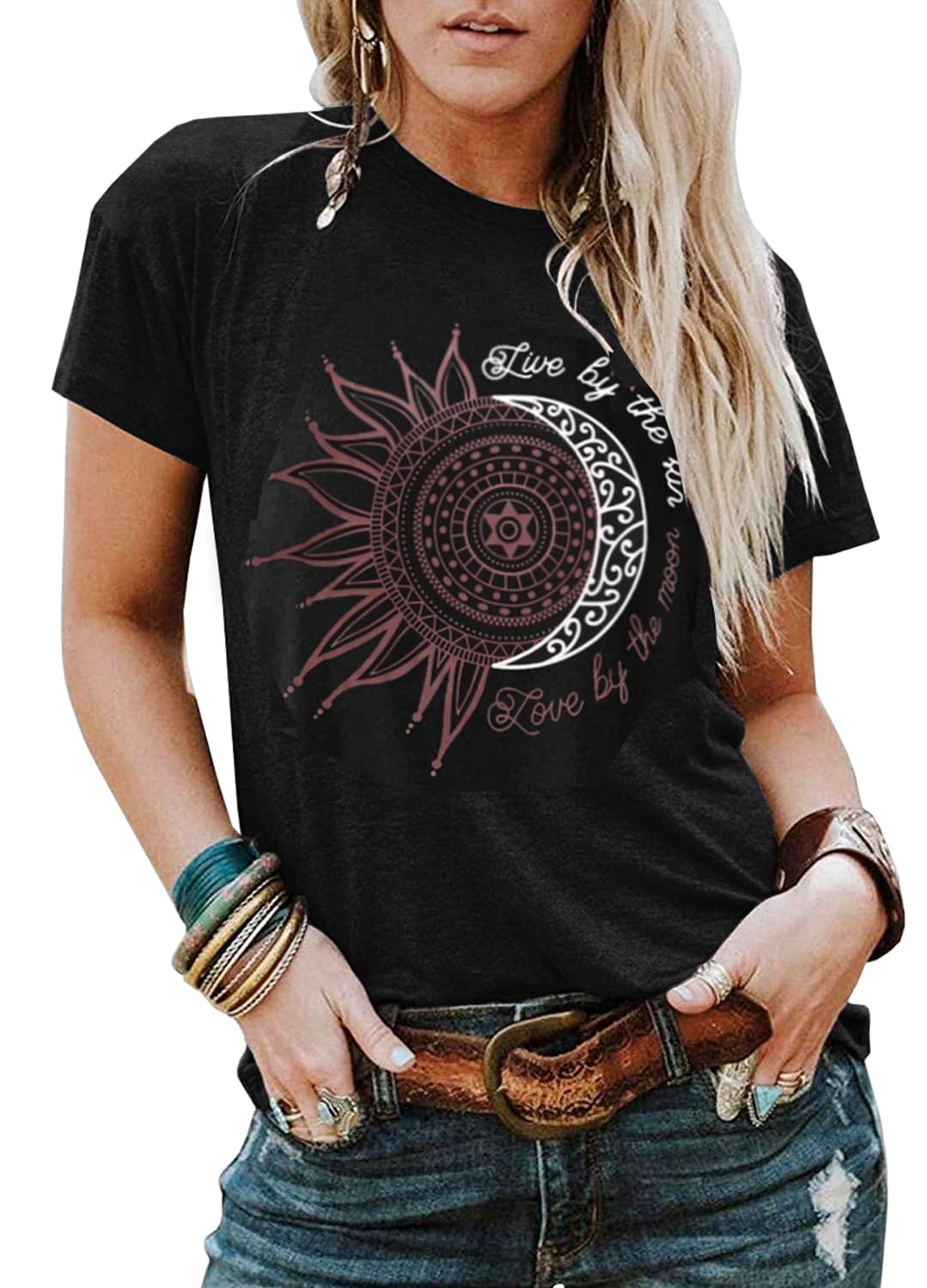 YEXIPO Womens Graphic Tees Short Sleeve Summer Tops Funny Letter Print Crew Neck Casual Loose Cute T Shirts