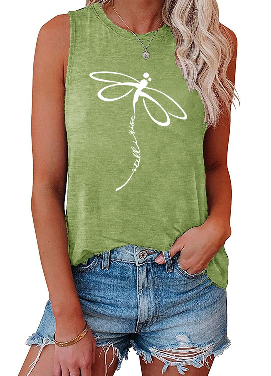 YEXIPO Womens Tank Tops Summer Sleeveless T Shirts Casual Loose Letter Printed Graphic Tees Blouses