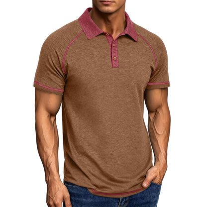 Mens Cotton Polo Shirts Short Sleeve Raglan Collared Casual Summer Fashion Spread Collar Golf Shirts