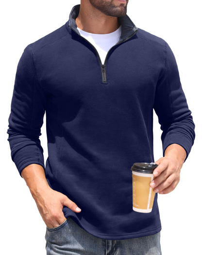 Sailwind Mens Quarter Zip Sweatshirt Fleece Long Sleeve Pullover Casual Mock Neck Polo Sweater