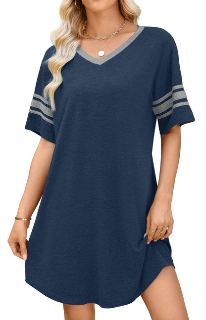 WEACZZY Nightgowns for Women Soft Sleep Shirt V Neck Short Sleeve Loungewear Loose Comfy NightShirts