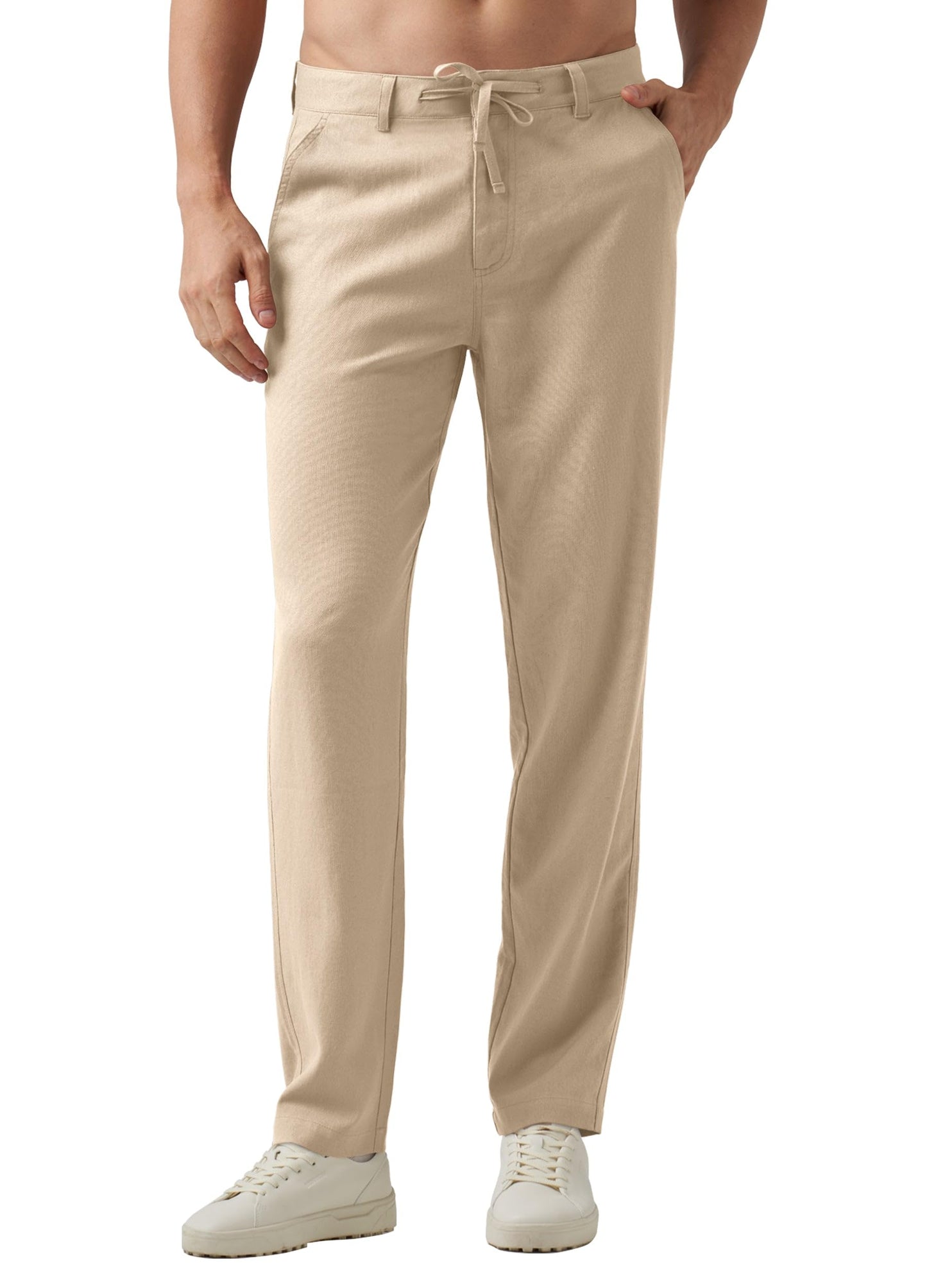 Willit Men's Linen Pants Casual Linen Dress Pants Drawstring Beach Summer Lightweight Trousers 29" 30" 32"
