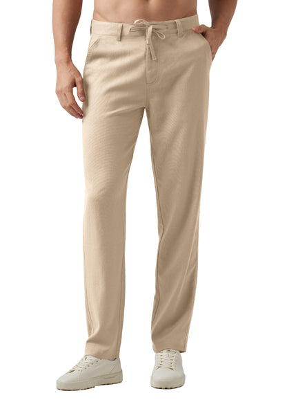 Willit Men's Linen Pants Casual Linen Dress Pants Drawstring Beach Summer Lightweight Trousers 29" 30" 32"