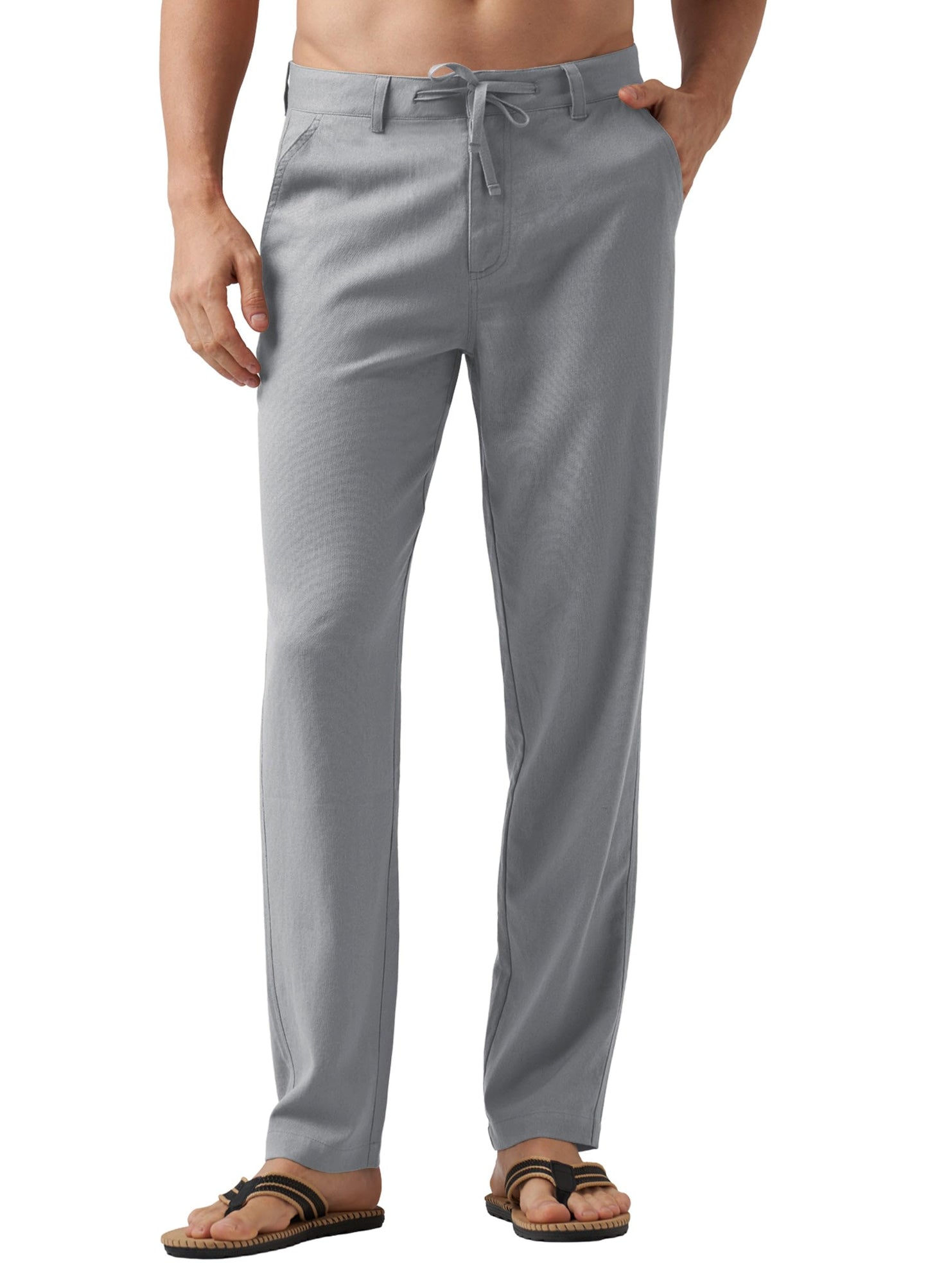 Willit Men's Linen Pants Casual Linen Dress Pants Drawstring Beach Summer Lightweight Trousers 29" 30" 32"