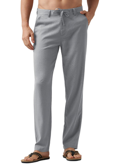 Willit Men's Linen Pants Casual Linen Dress Pants Drawstring Beach Summer Lightweight Trousers 29" 30" 32"