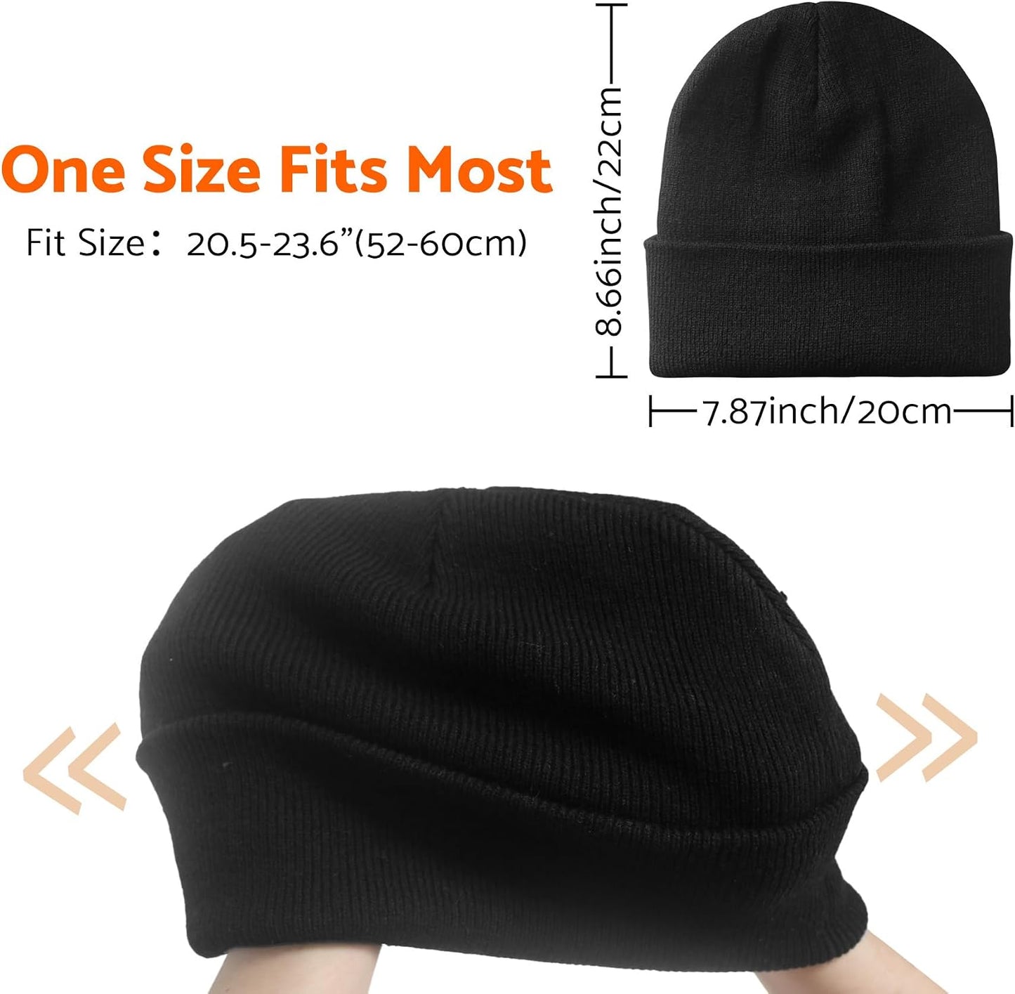 PFFY Beanie for Men Women Unisex Knit Cuffed Plain Winter Thick Lined Beanies Hats