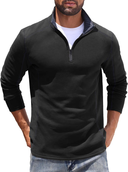 Sailwind Mens Quarter Zip Sweatshirt Fleece Long Sleeve Pullover Casual Mock Neck Polo Sweater