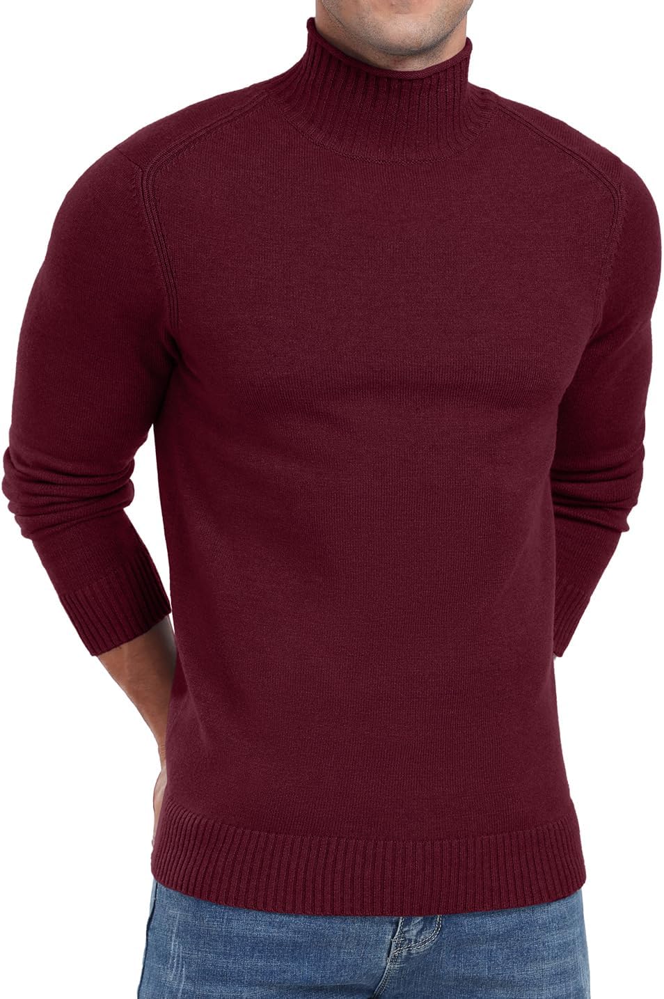 Sailwind Mens Knitted Pullover Sweater Casual Mock Turtleneck Raglan Sweater