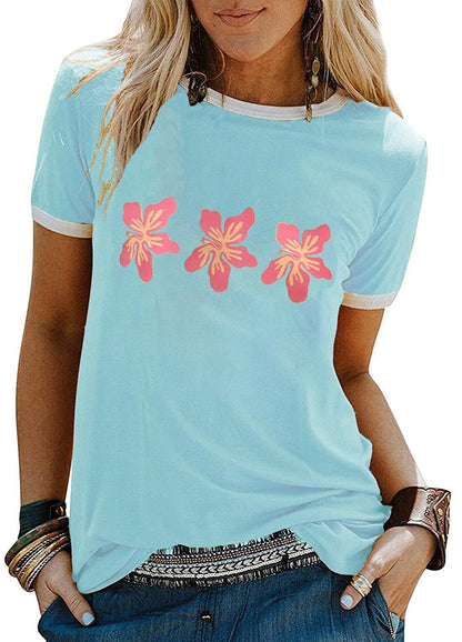 YEXIPO Graphic Tees for Women Short Sleeve Summer Tops Funny Letter Printed Loose Casual T Shirts